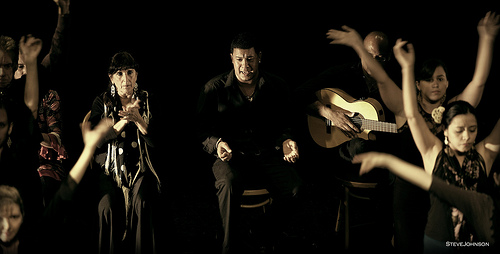 Arte Flamenco director Natalia Monteleon, singer Hector Marquez and guitarist Miguelito at ArtScape