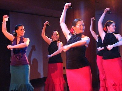 Furia Flamenca director Estela Velez with Lauren, Morgan and Amy