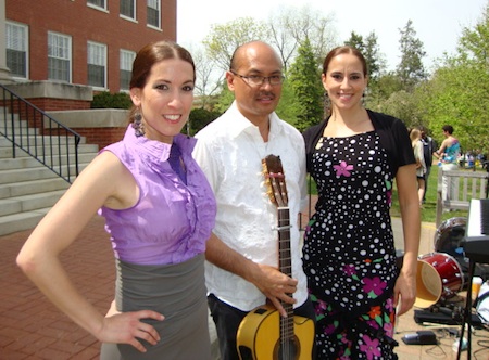 Flamenco dancers Yolit Yospe (left) and Cecilia Terrasa with guitarist Miguelito at University of Mary Washington's Multicultural Fair