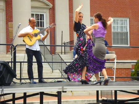 Yolit and Cecilia dancing Sevillanas