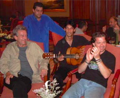 Gipsy Kings general manager Pascal Imbert, guitarist Canut Amador, New York-based musician Marcello